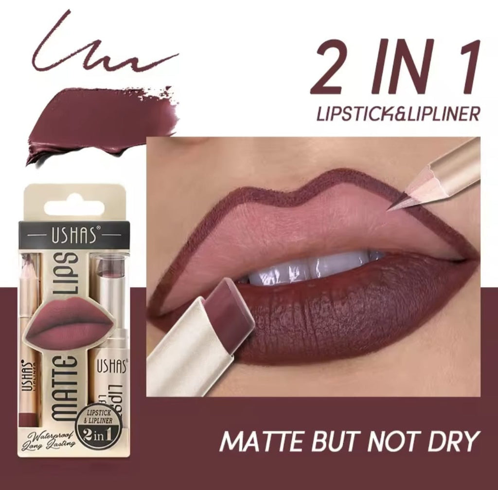 Labial Mate y Delineador USHAS
