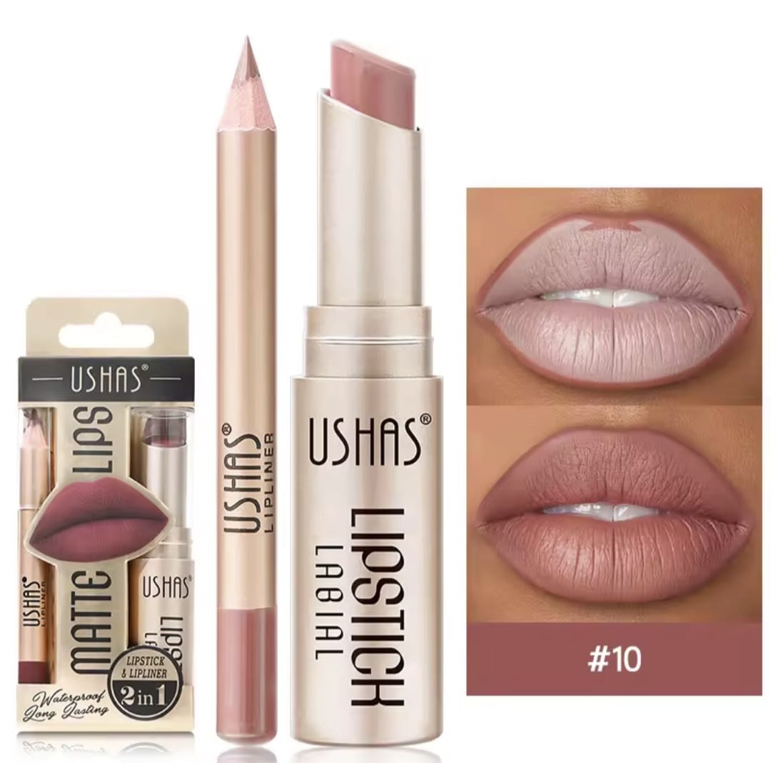 Labial Mate y Delineador USHAS