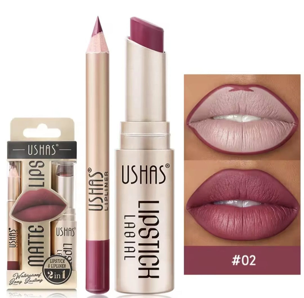 Labial Mate y Delineador USHAS