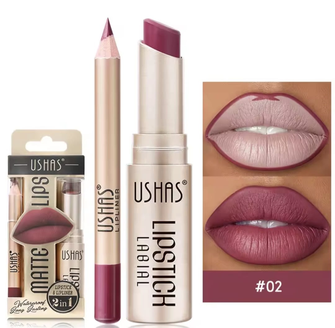 Labial Mate y Delineador USHAS