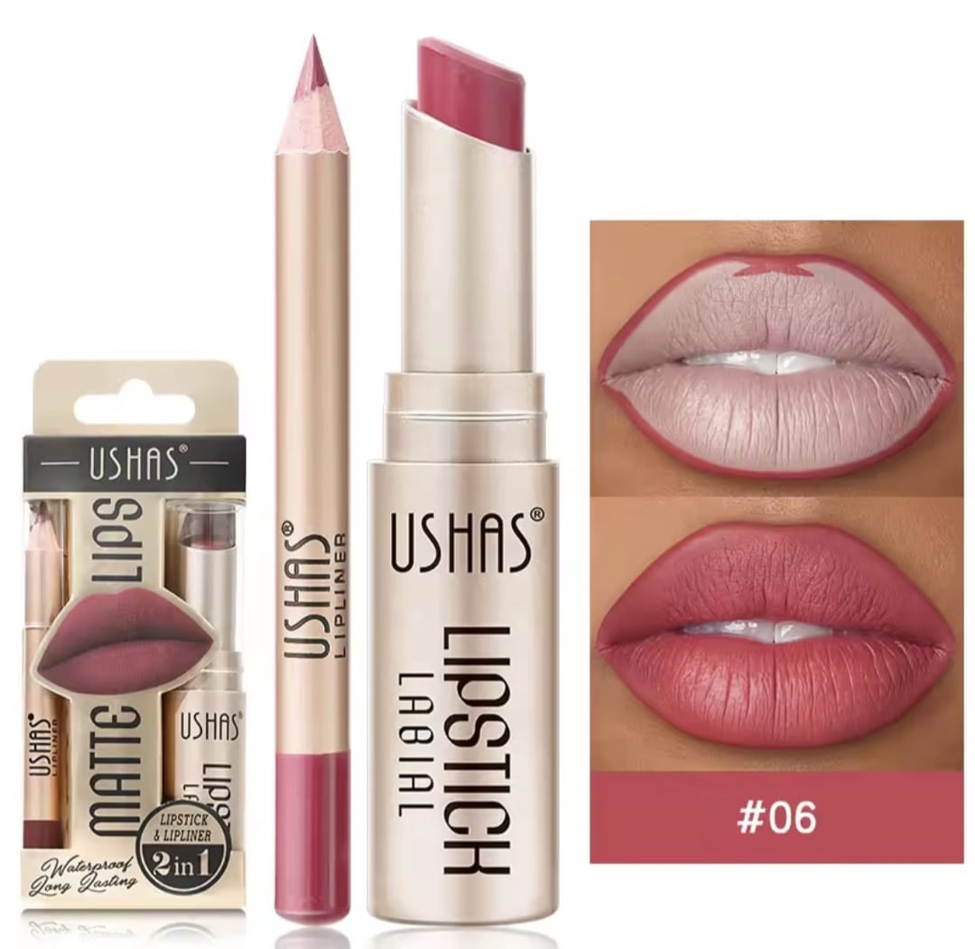 Labial Mate y Delineador USHAS