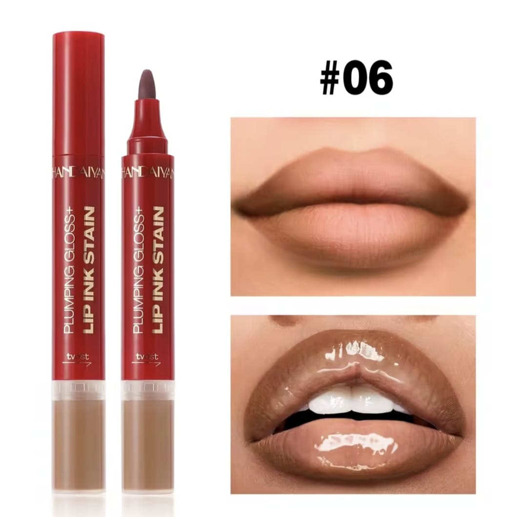 Labial 2 en 1 Handaiyan: Tinta de Larga Duración + Brillo Voluminizador (Plumping Gloss)