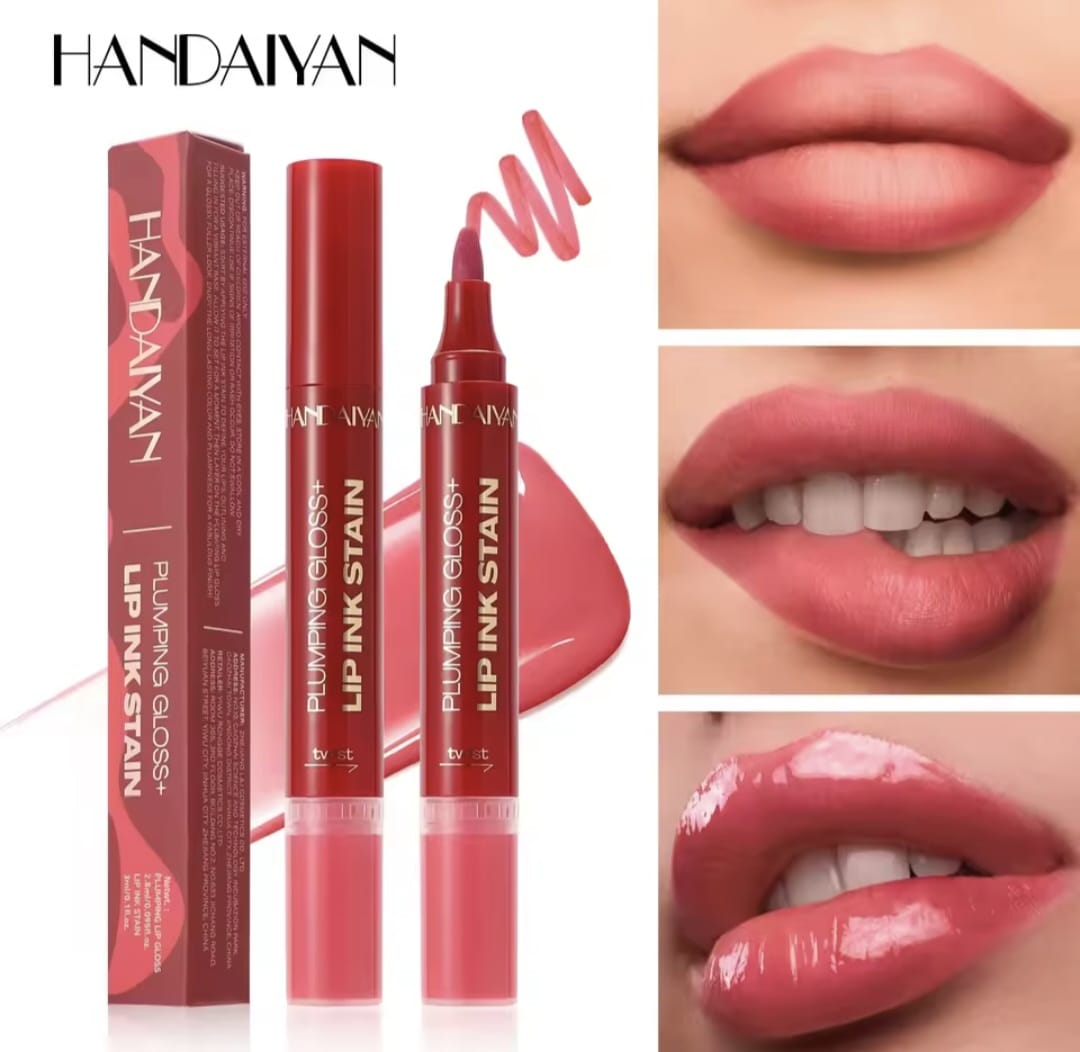 Labial 2 en 1 Handaiyan: Tinta de Larga Duración + Brillo Voluminizador (Plumping Gloss)