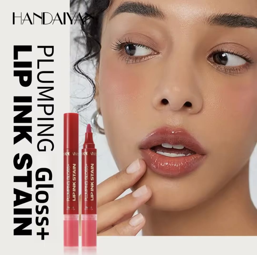 Labial 2 en 1 Handaiyan: Tinta de Larga Duración + Brillo Voluminizador (Plumping Gloss)